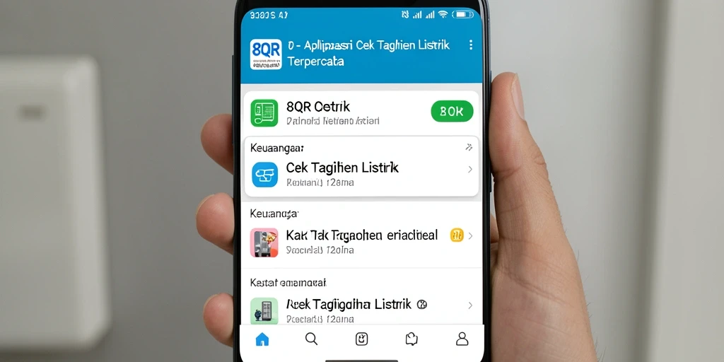 Tampilan antarmuka aplikasi Cek Tagihan Listrik 8QR.