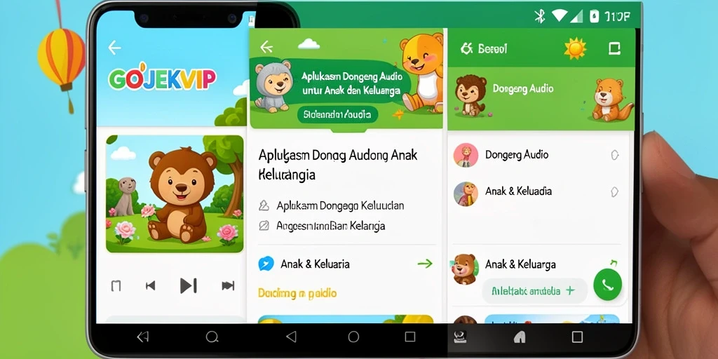 Antarmuka GOJEKVIP yang user-friendly untuk dongeng anak.