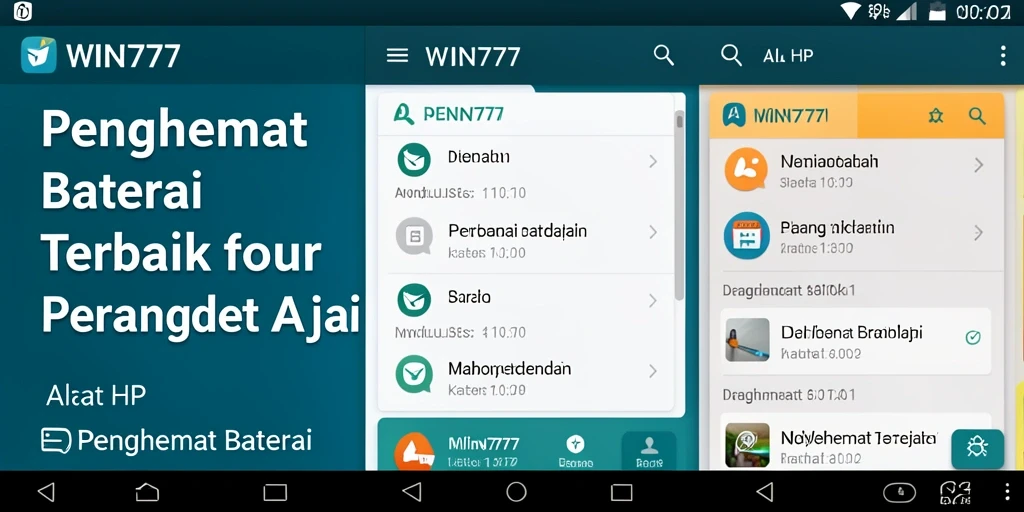 Antarmuka WIN777 menunjukkan analisis penggunaan baterai dan fitur penghemat daya.